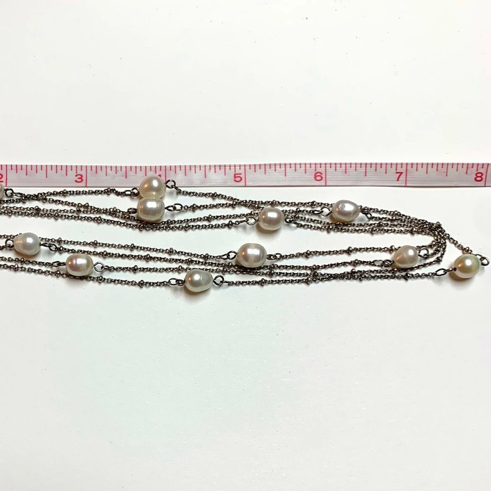 925 STER. & FRESHWATER PEARL 62" NECKLACE 💝 - Picture 7 of 8